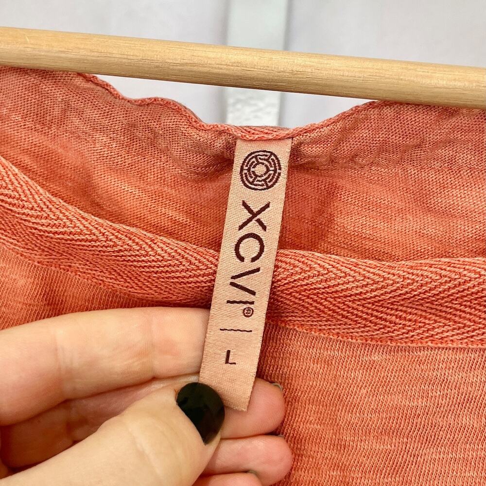 XCVI Exelda Tee Dolman Short Sleeve Top Slub Cotton Modal Orange Size L - Picture 3 of 8